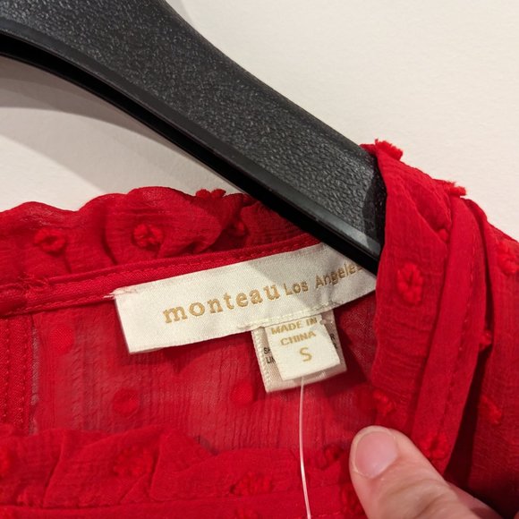Monteau | NWT Red Sleeveless Ruffled Dress - Picture 5 of 9